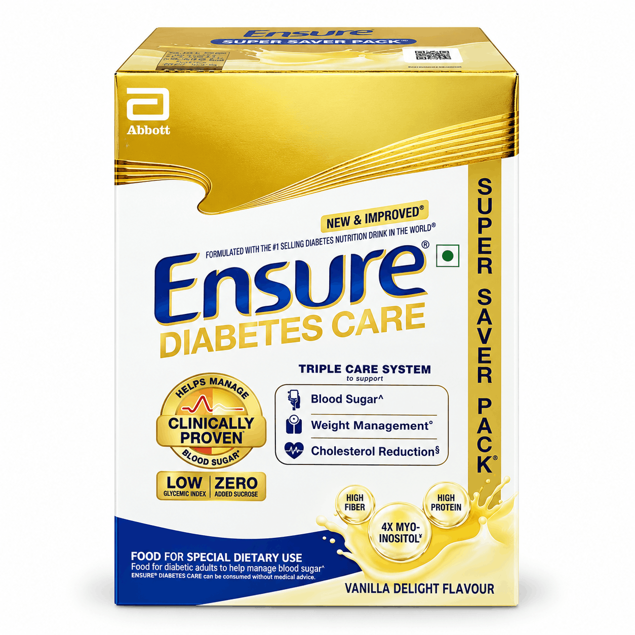 Ensure Diabetes Care – Vanilla Flavour Nutrition Drink 950g | High Protein & Fiber for Diabetes Nutrition Support