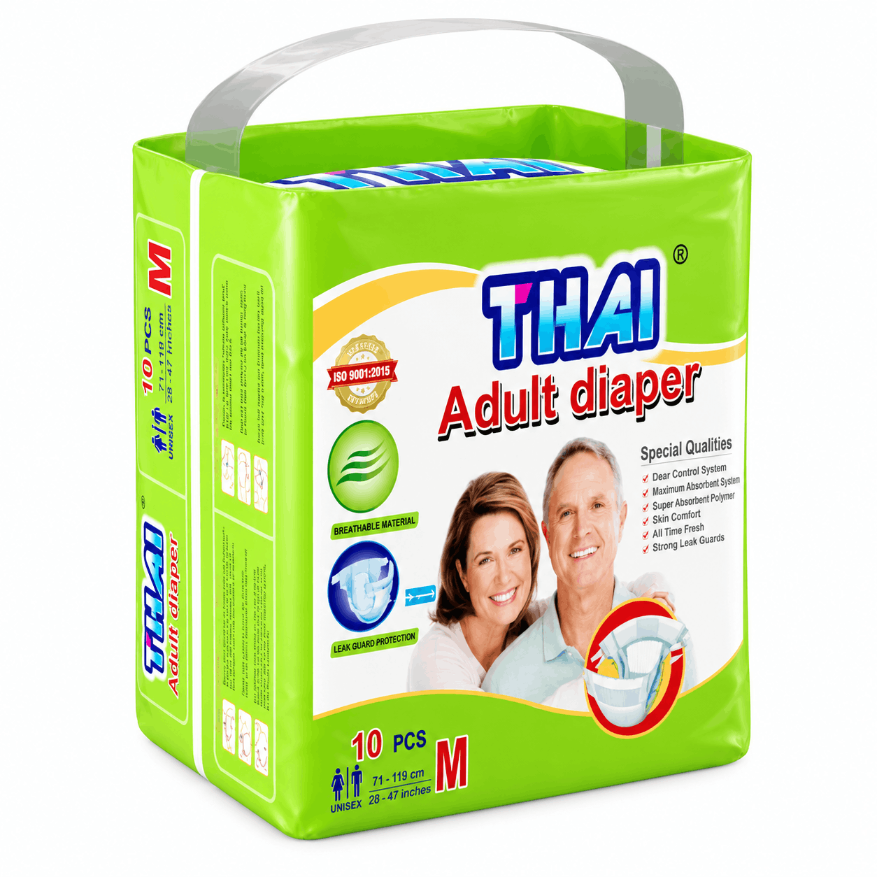 Thai Adult Diaper Belt System Medium (M) 10’s Pack – 28–47 Inch Unisex Adult Incontinence Diaper