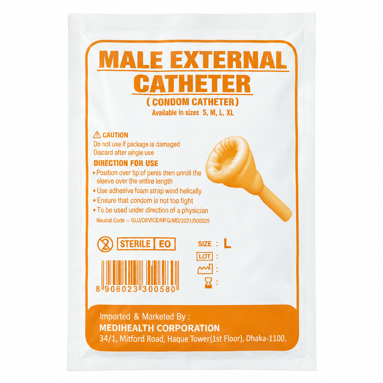Male External Urinary Condom Catheter Large (L) – Non-Invasive Urine Drainage Catheter for Adult Men