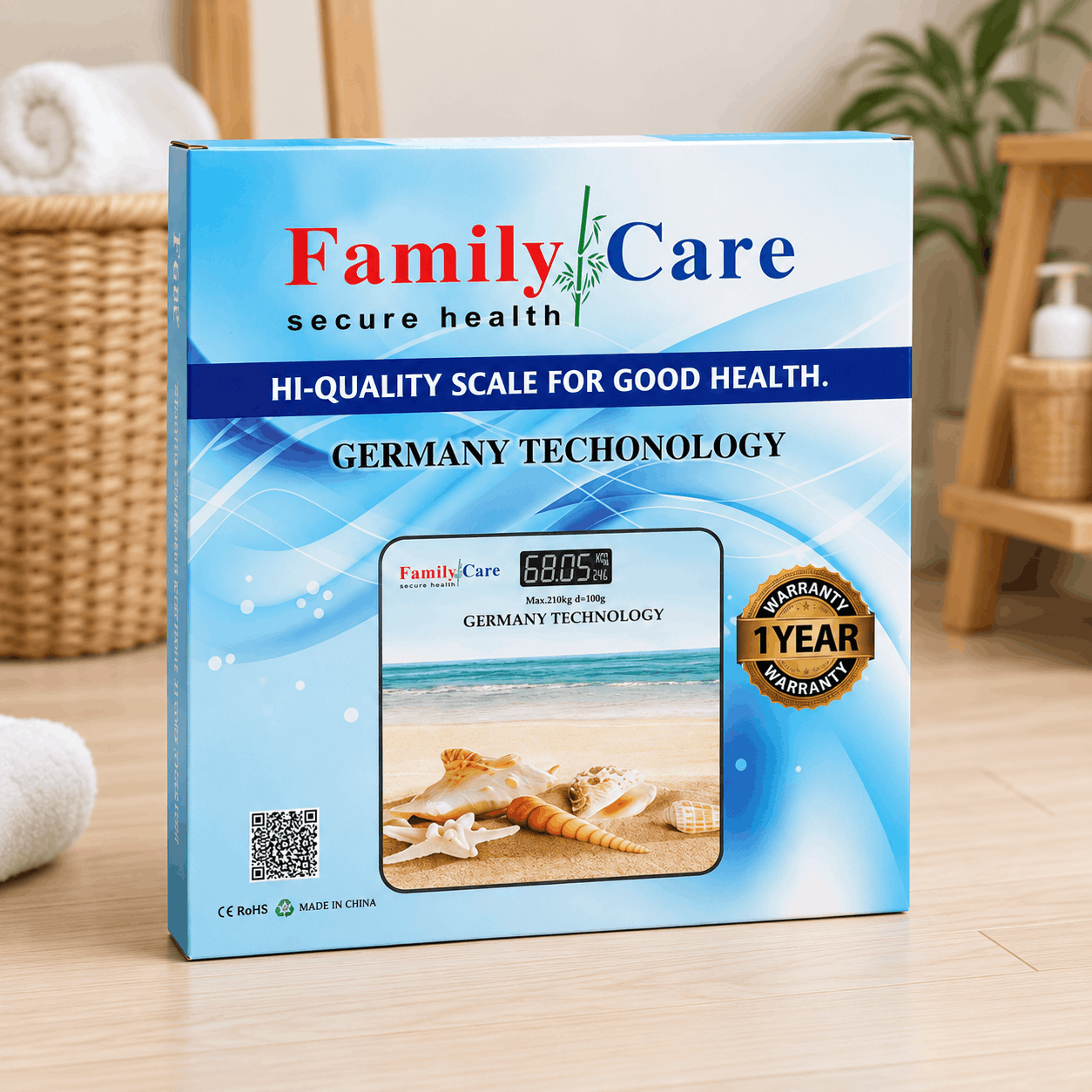 Family Care Digital Glass Body Weight Scale | 210kg Electronic Bathroom Scale | High Precision LCD Weight Machine | 1 Year Warranty 3