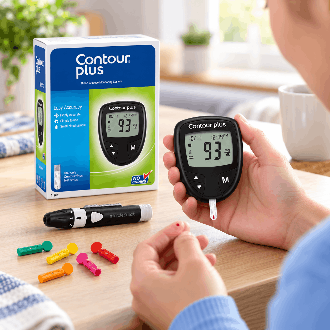 Contour Plus Auto-Coded Blood Glucose Monitoring System – 5 Second Glucometer with Lancing Device & Lancets 4