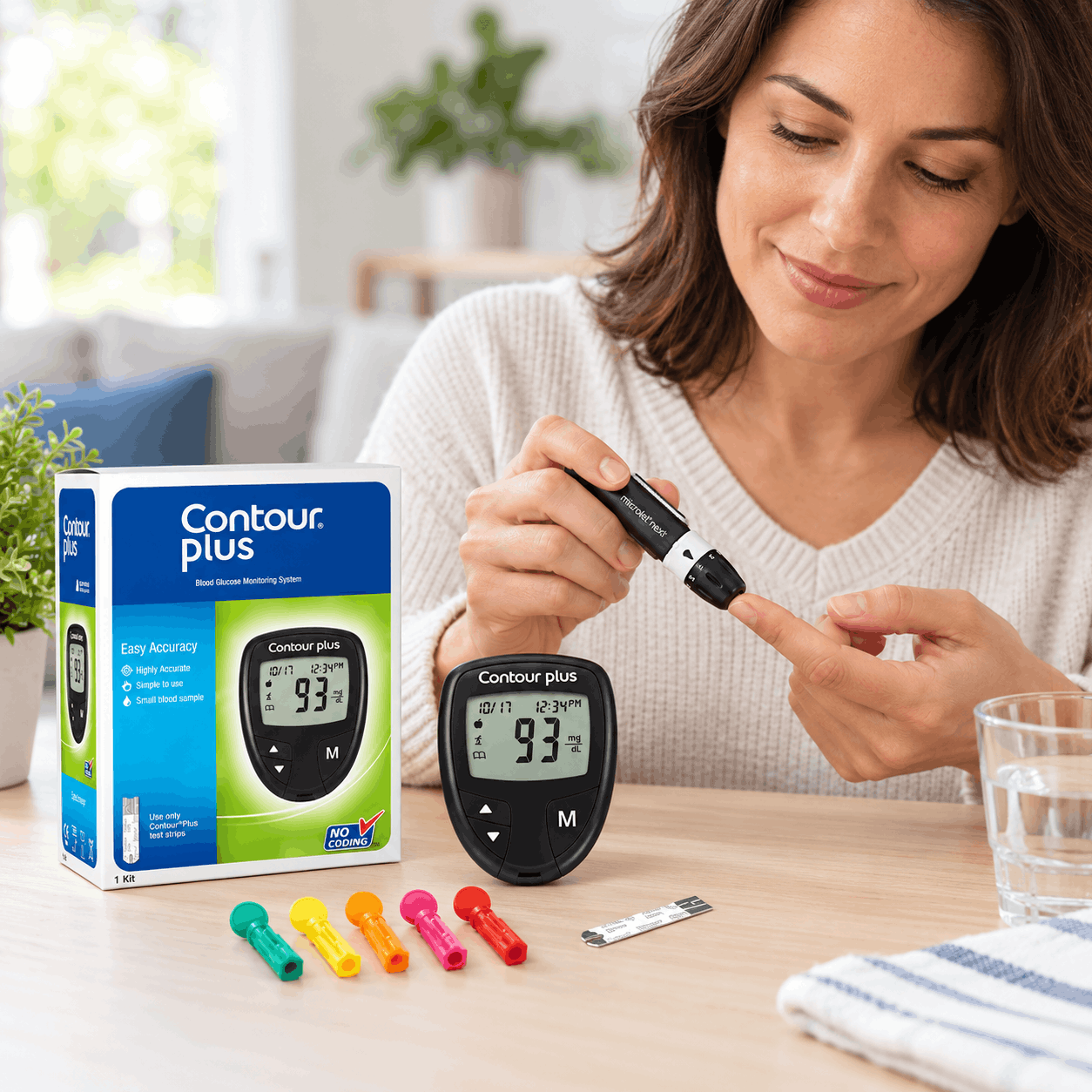 Contour Plus Auto-Coded Blood Glucose Monitoring System – 5 Second Glucometer with Lancing Device & Lancets 3