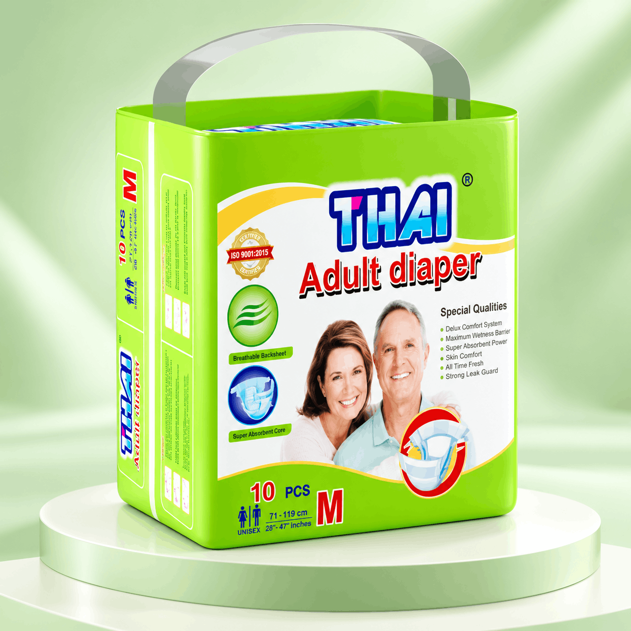 Thai Adult Diaper Belt System Medium (M) 10’s Pack – 28–47 Inch Unisex Adult Incontinence Diaper 2