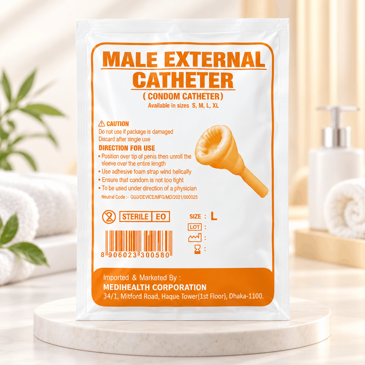 Male External Urinary Condom Catheter Large (L) – Non-Invasive Urine Drainage Catheter for Adult Men 2