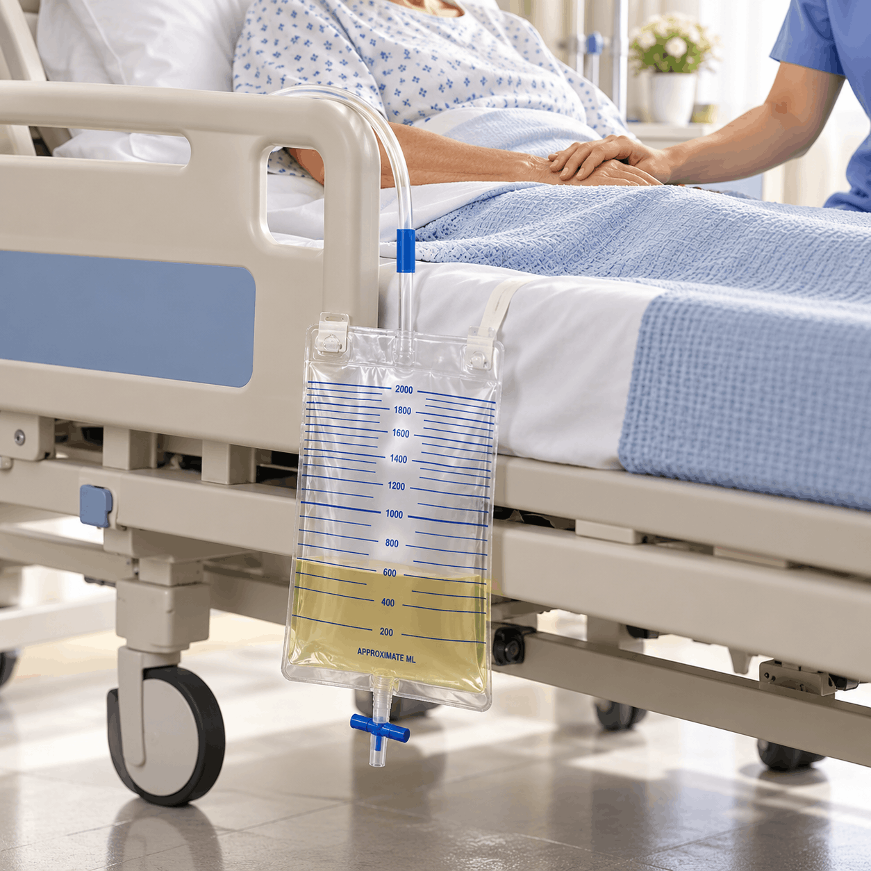 Urine Bag with T Valve (Cross Valve) 2000ml – Medical Grade PVC Urinary Drainage Bag with 90cm Tube 3